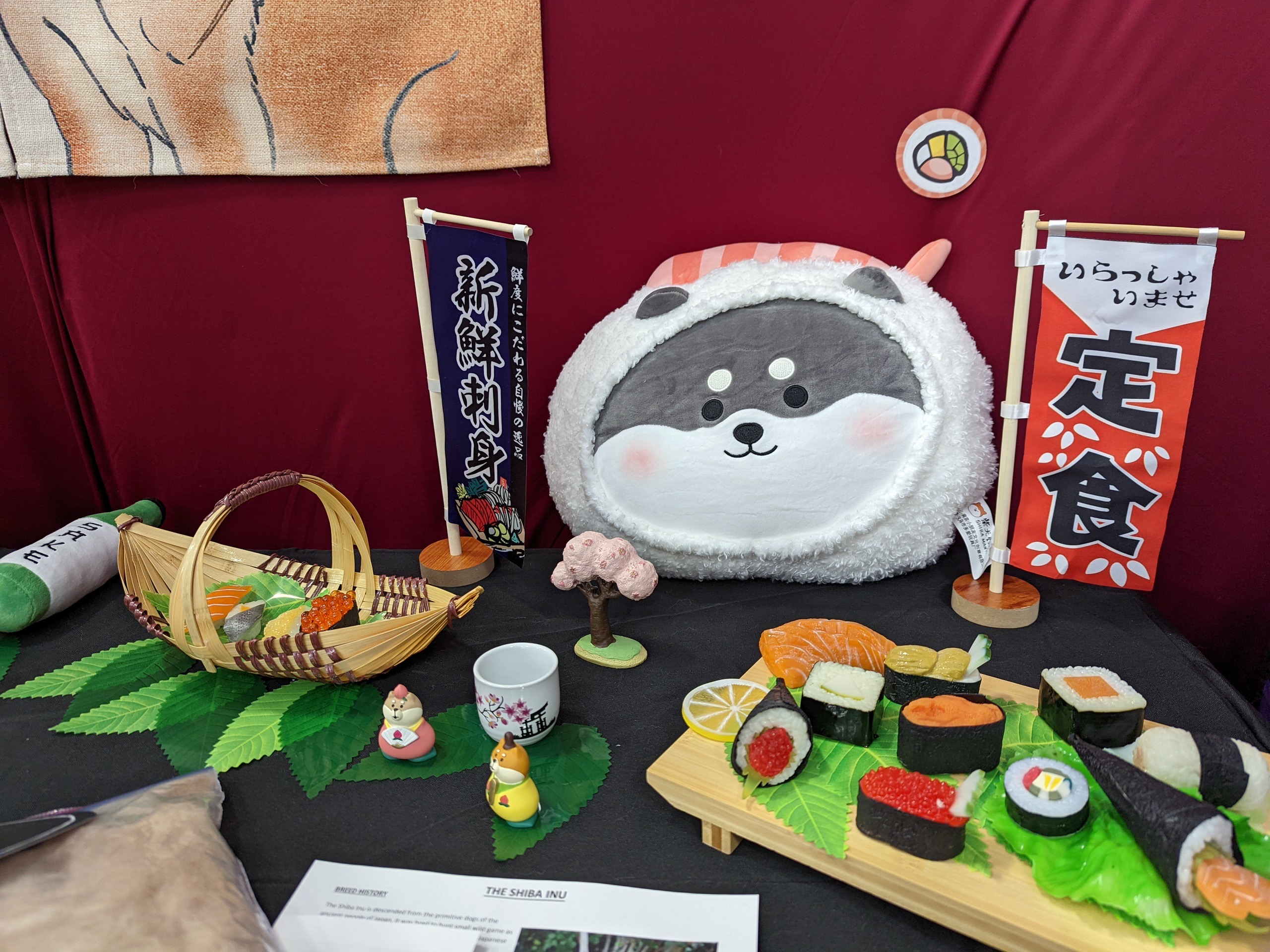 Sushi items and nigiri Shiba plushie